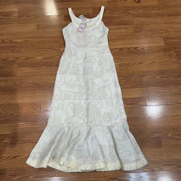 Alexis Zelda Cream Eyelet Embroidered Garden Midi Dress Sleeveless Size S - Image 11