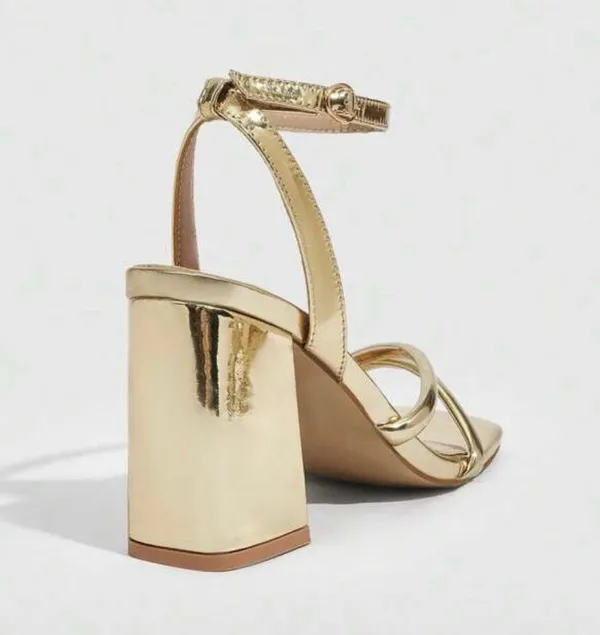 Gold Strappy Heels Size 9 - Image 2