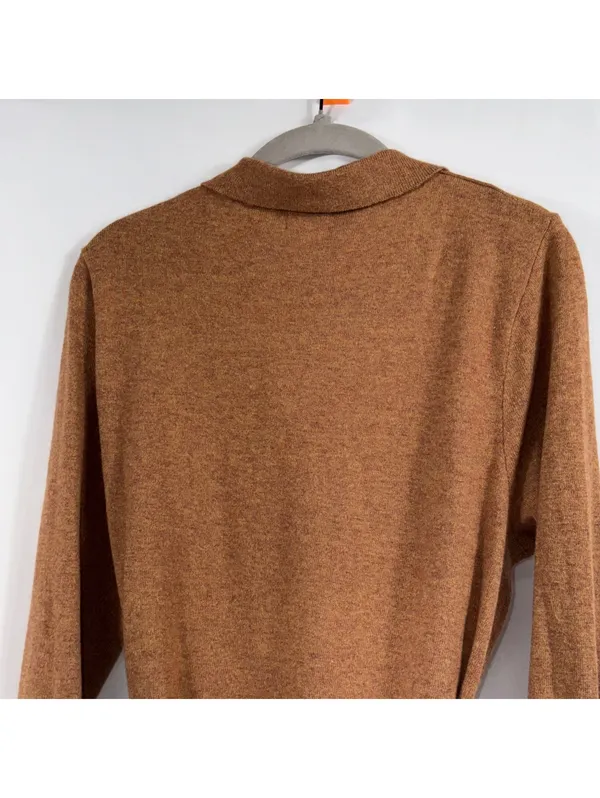 J.Crew Women’s Merino Wool Blend Belted Cardigan Sweater Size M Brown Longline - Image 9