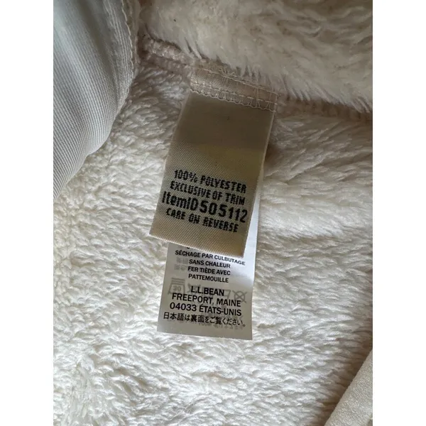 L.L.Bean Hi-Pile Fleece Pullover cream and gray size large - Image 14
