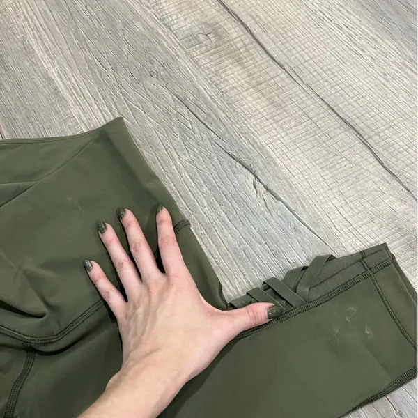 size 6 Olive Green Leggings with Mesh - Image 4