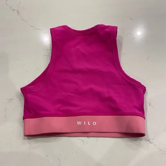 Wilo The Label Hot Pink‎ Workout Tank Top Crop Top size small - Image 2