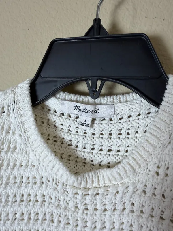 Madewell Chunky Open Knit Tank Top Sweater Size Small White Cream - Image 2