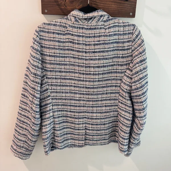 Anthropologie Hutch Blue Tweed Blazer Metallic Boucle‎ Jacket Medium - Image 3