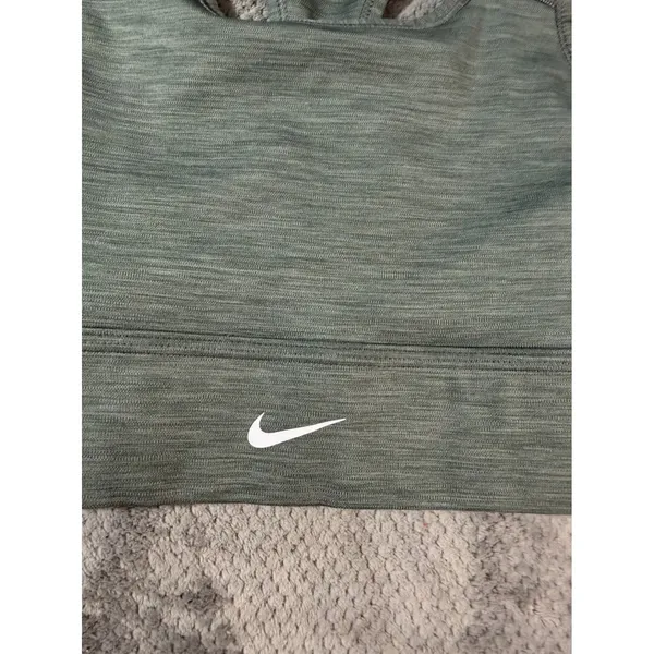 Nike Sz Small Green Heather Racerback Sports Bra Swoosh Stretch Workout Unpadded - Image 2