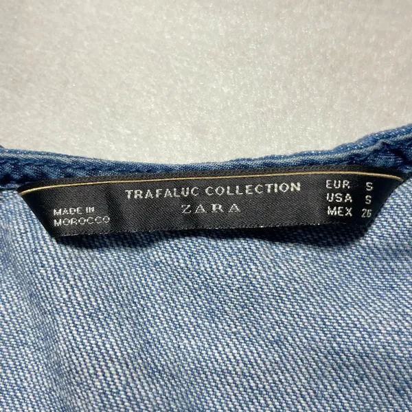 ZARA Patchwork 2-Tone Denim Raw Hem Tank Top Blue White Size Small 5575/012/400 - Image 18
