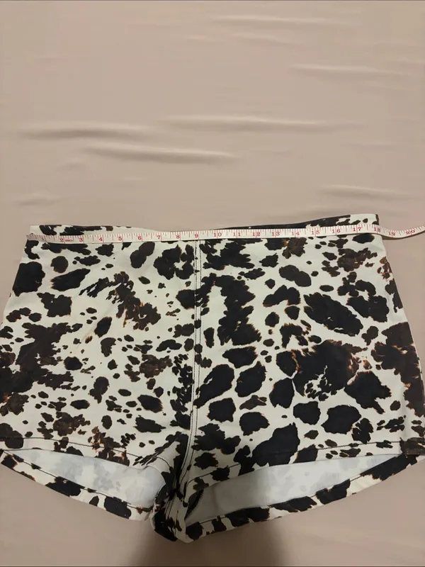 Show Me Your Mumu El Paso Shorts Cow Print Pull On Stretch Denim Shorts XXL - Image 10