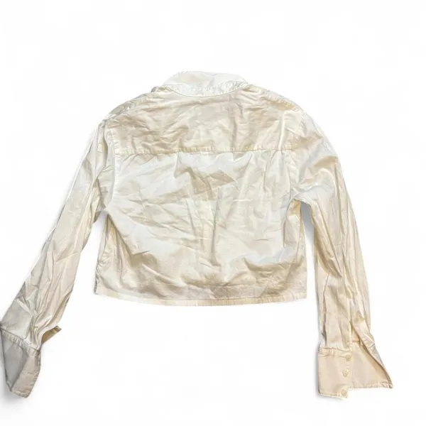 Club Monaco White Cropped Button Down Shirt M Long Sleeve Minimalist - Image 6