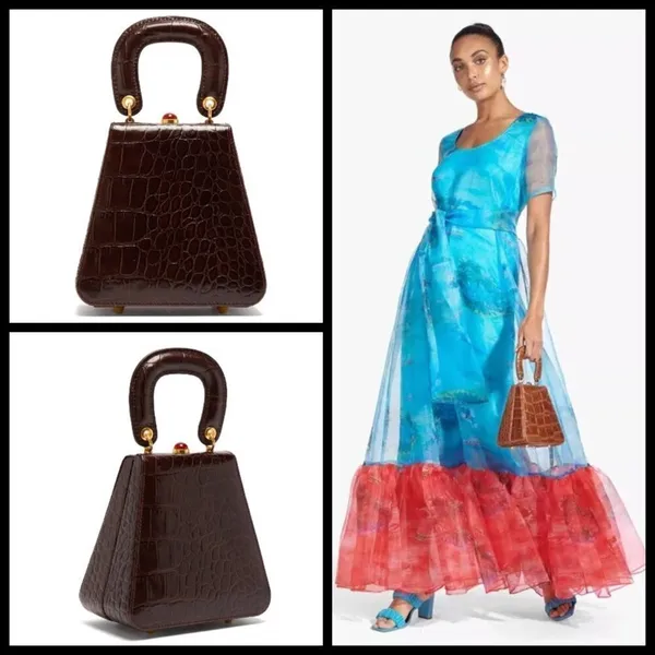 💕STAUD💕 Kenny Bag Brown Crocodile Embossed - Image 3