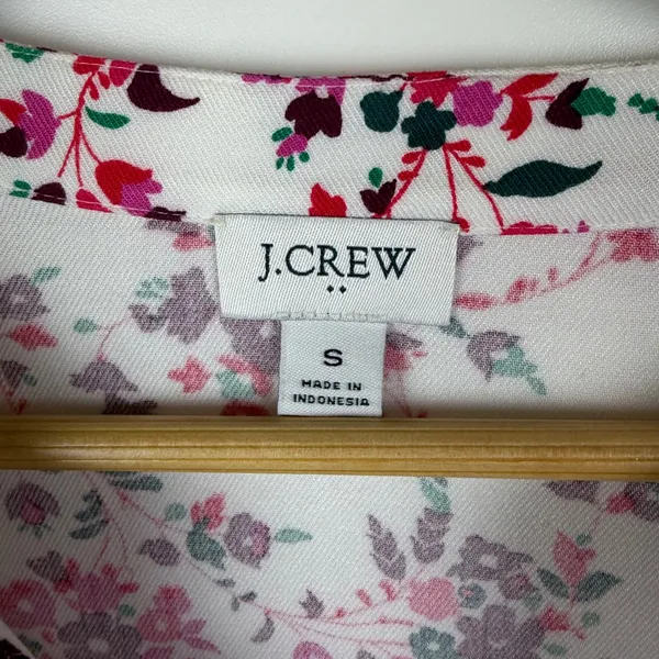 J Crew Floral‎ Printed Ruffle Top Small Multicolor Button Up Preppy Romantic - Image 6