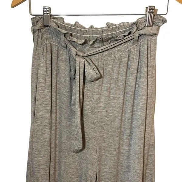 Chaser High Paper Bag Waist Palazzo Stretch Pants w/Tie Pull-On Size Medium Gray - Image 2