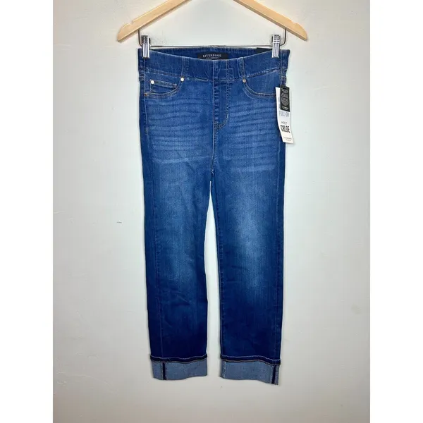 Liverpool Chloe Pull-On Jeans Womens 4 Blue Crop Cantrell Stretch Denim - Image 4