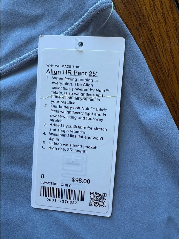 Lululemon Align High Rise 25” Chambray Size 8 NWT - Image 4