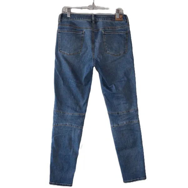 American Eagle Moto Skinny Jeans Womens Blue Good Zipper Detail Biker Denim 10L - Image 6