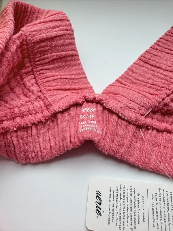 aerie Gausy Coral Crop Beach Top XS NWT - Image 4