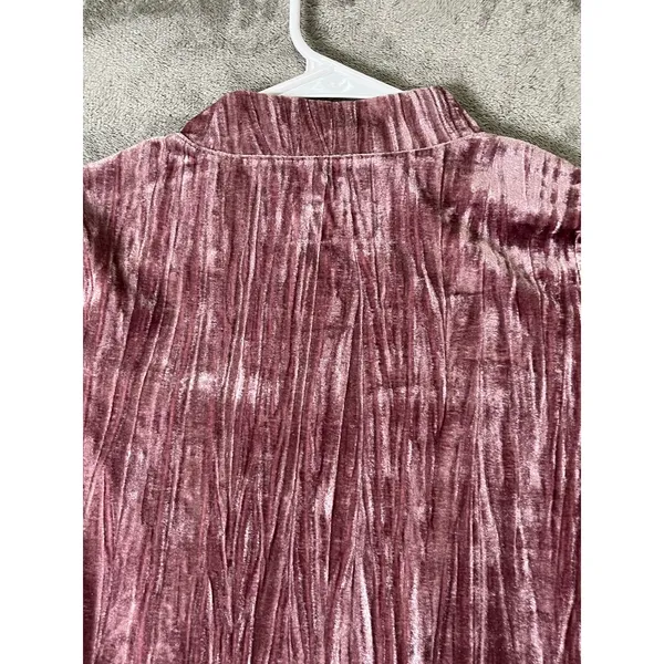 Pilcro Velveteen Mock Neck Top Dusty Rose Crushed Velvet Short Sleeve XXS - Image 4