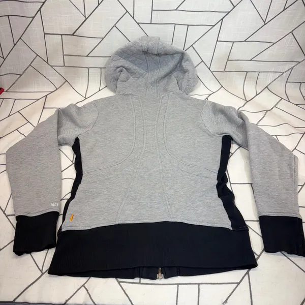 Lucy Full Zip Hoodie Small Grey Black Quilted Activewear Jacket - Image 5