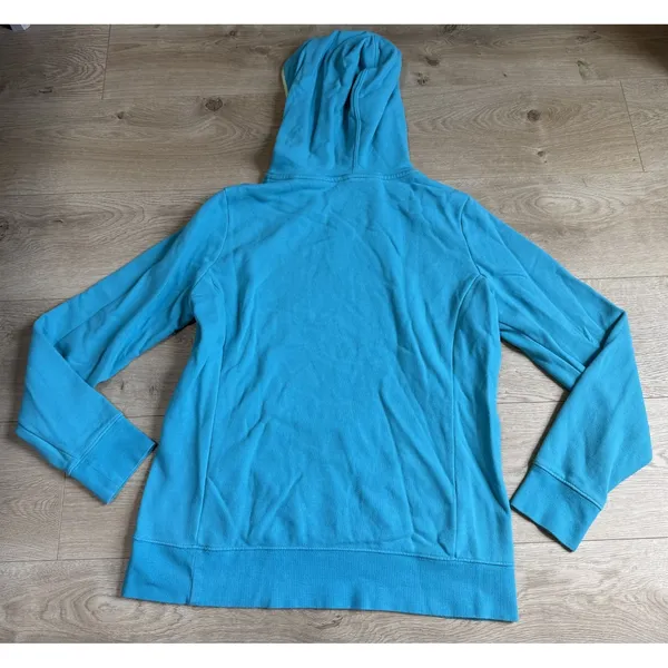 Womens The North Face pullover hoodie blue green logo outdoors hiking size L - Image 2