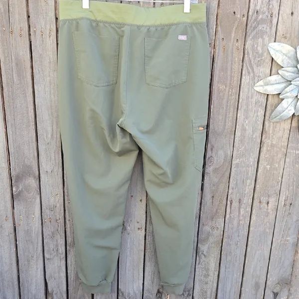Figs Women's Olive Joggers with Yellow Drawstring - Image 6