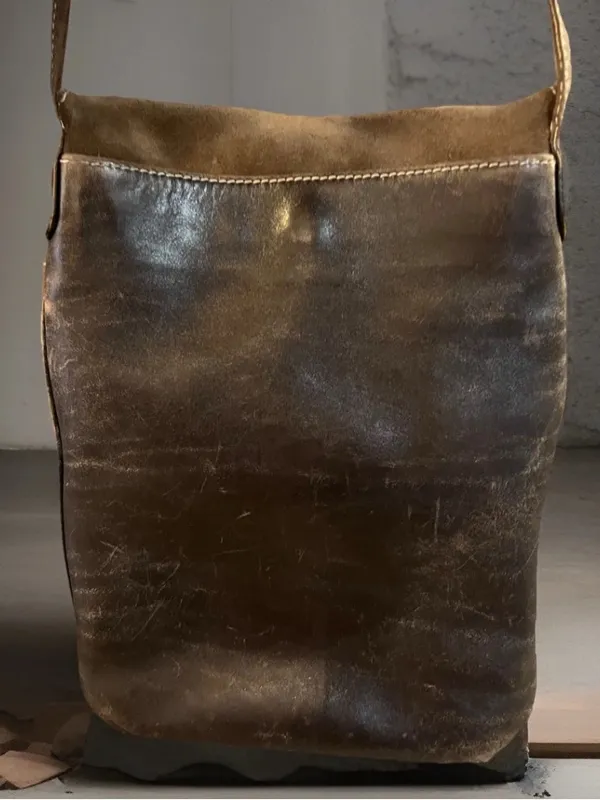 Cole Haan Suede and Leather Slim Crossbody Messenger Bag BOHO Equestrian Vintage - Image 8
