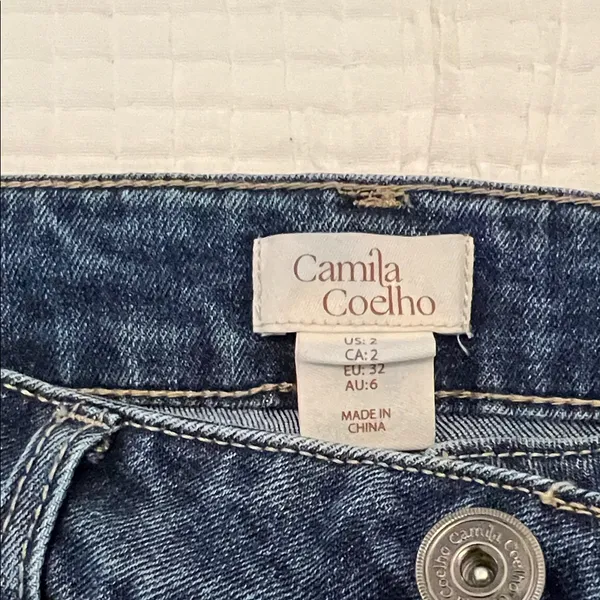 Camila Coelho Blue Flare Jeans with Stud Accents - Image 2