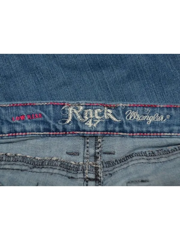 Wrangler Rock 47 Blue Jeans Low Rise Embroidered Western Size 34”x 27” Short - Image 8