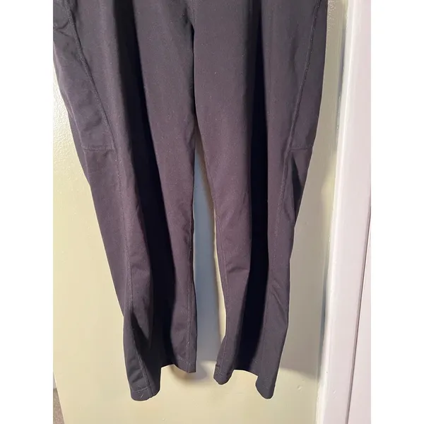 Baleaf Women's Size Large Cropped Wide Leg Leggings Side Pockets Black High Rise - Image 3