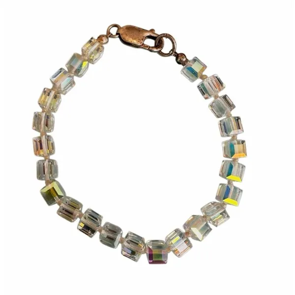 Faceted Crystal Cube Bracelet Sterling Silver Clasp - Image 5