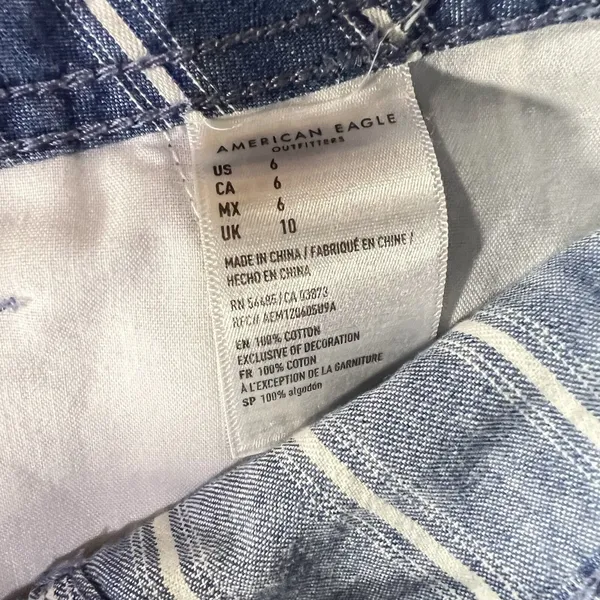 American Eagle Shorts Women 6 Blue White Striped‎ Pleated Paperbag Waist Boho - Image 12