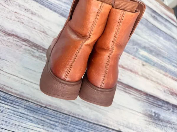 Franco Sarto “Beam” Cognac Leather Ankle Boots - Image 4