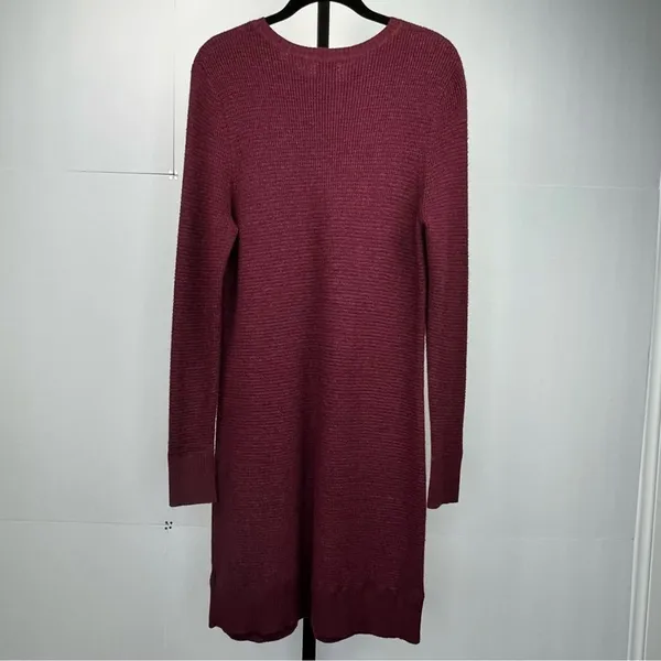 A New Day Sweater Dress Womens M Burgundy Ribbed Knit Midi Long Sleeve Fall - Image 4