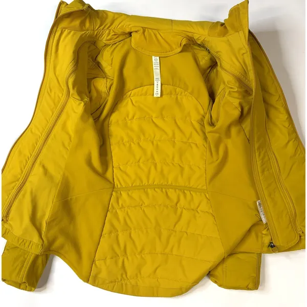 Lululemon Fluff Off Puffer Jacket Yellow Primaloft Hooded Quilted Coat Size 6 - Image 7