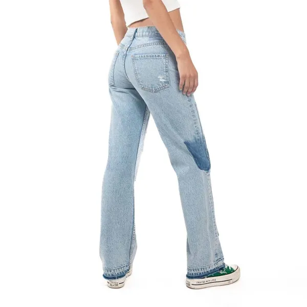 Revice Denim Manhattan / Greenwich Village Patchwork Raw Hem Acid Wash Y2K Jeans - Image 4