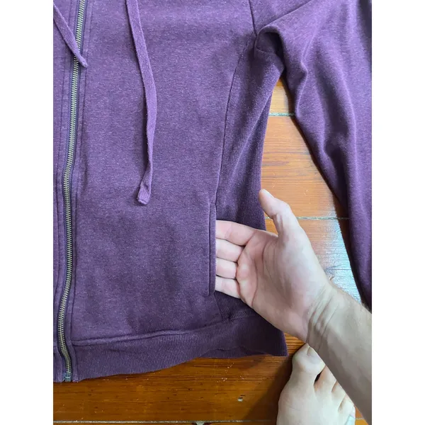 UGG Clara Hoodie Womens M Plum Purple Full Zip Fitted Stretch Sweatshirt - Image 7