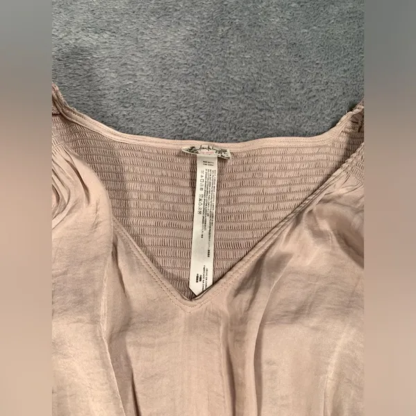 Free people intimately Long Sleeve blouse Bodysuit tan small - Image 3