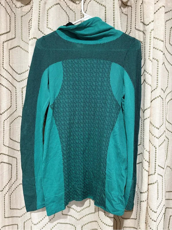 Under Armour HeatGear Hooded Top Teal Black Size S - Image 5