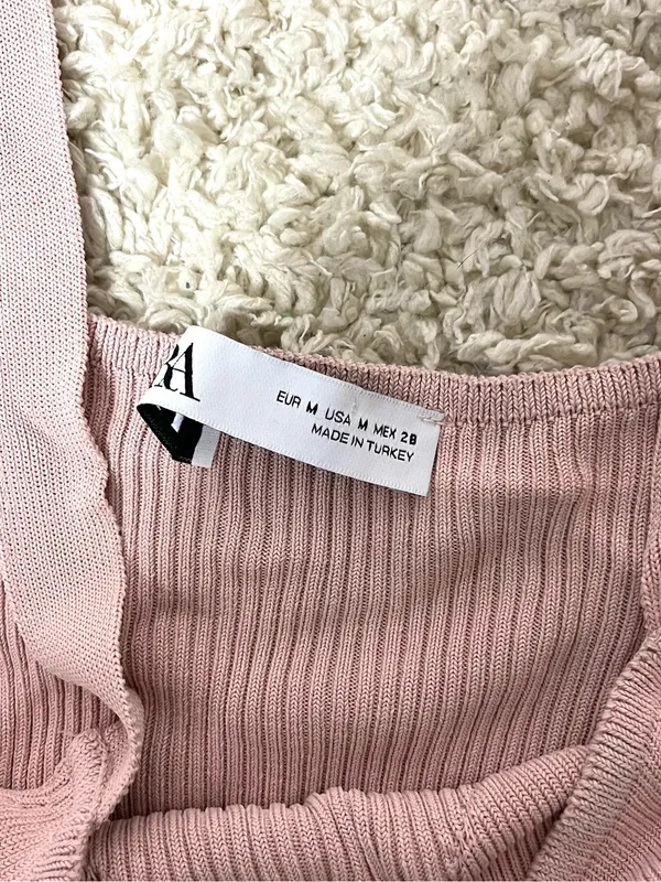 Zara Ribbed Knit Cropped Top in Dusty Pink - Image 4