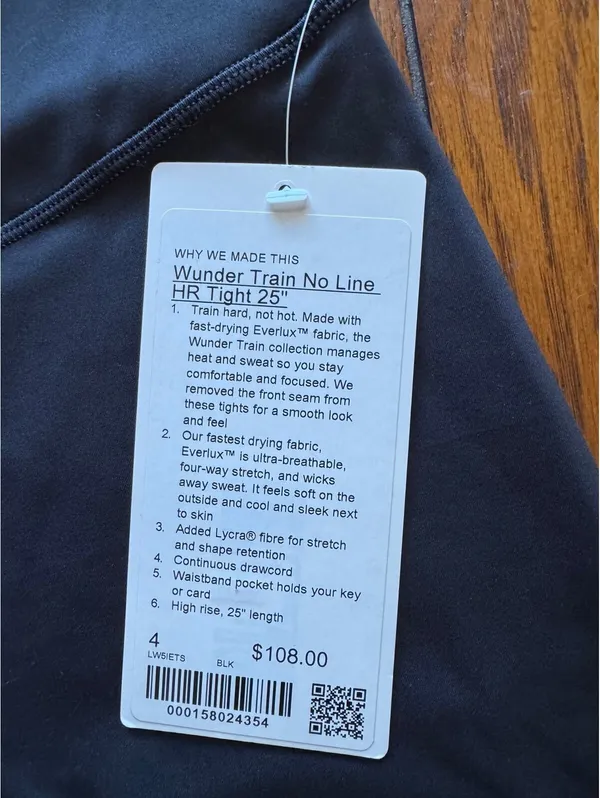 Lululemon Wunder Train No Line High Rise 25” Black Size 4 NWT - Image 4