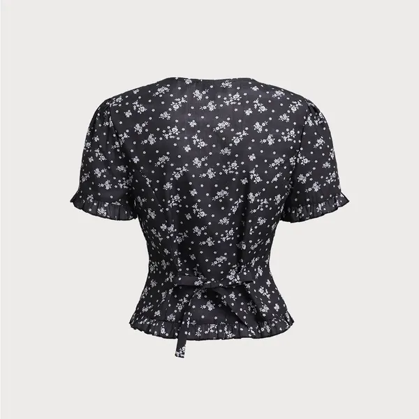Rihoas Black Floral Scoop Neck Blouse - Image 6