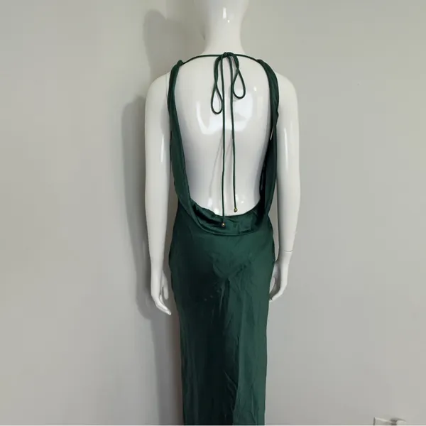 Here Comes The Sun Forest Green Women’s Maxi Dress L – Deep Back, Evening, NWT - Image 5