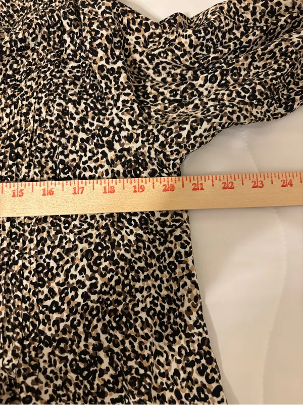 Old Navy Leopard Print Dress Large L Rayon Tassel Tie Long Sleeve Boho - Image 4