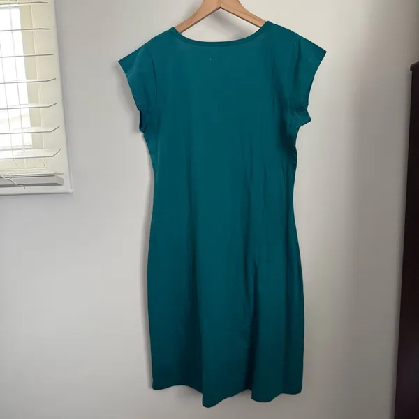 Adria Mode Large Tunic Dress Teal Organic Cotton Lagenlook Spring‎ Squiggly - Image 5