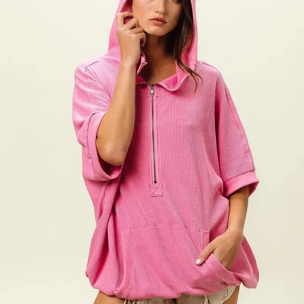 BiBi Vintage Washed Waffle Thermal Hoodie‎ - Image 5