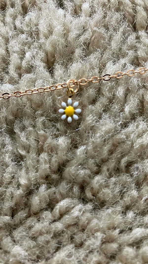 Gold White Yellow Flower Daisy Chain Charm Anklet Bracelet - Image 5