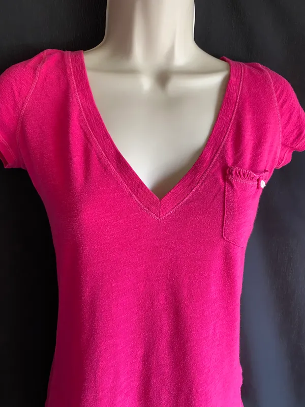 Hollister Pink V-neck Pocket Top - Image 2