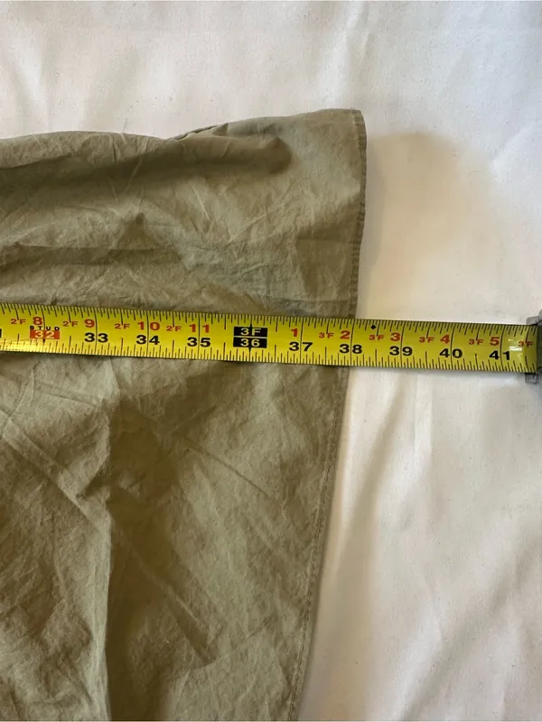 Madewell Cold-Shoulder Ruffle Sheath Dress V-Neck Crisp Cotton Khaki Size 12 - Image 3