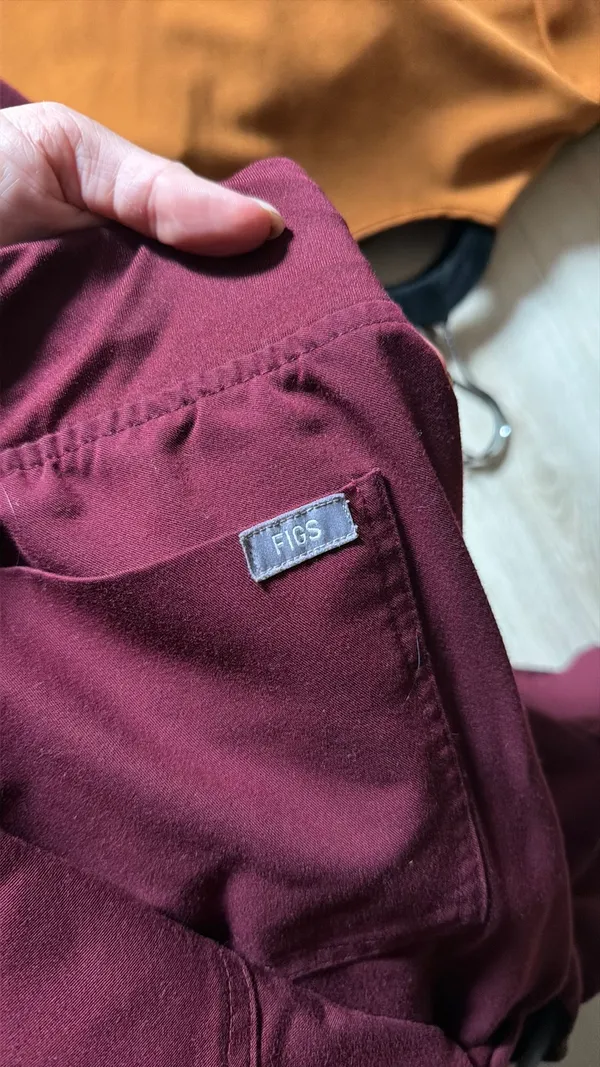 FIGS Burgundy Jogger Scrub Pants + Top Set - Image 4