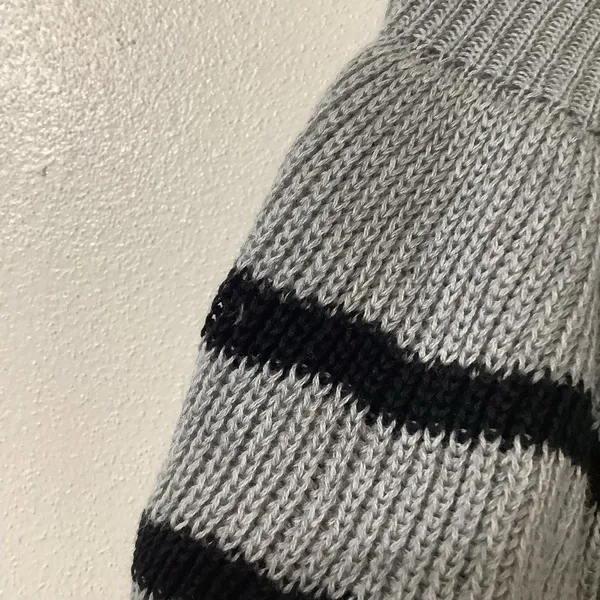 Very J Ruffle Top Knit Comfy Cozy Cozycore Grey Striped‎ Knitted Sweater Large - Image 10