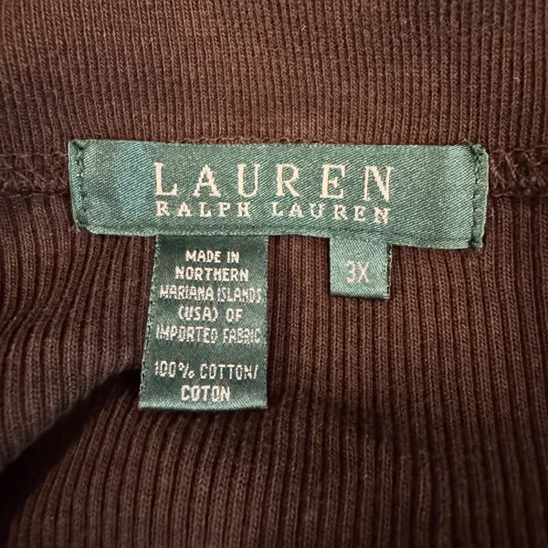 1864 | Lauren Ralph Lauren Ribbed Cotton Long Sleeve Polo Top Brown Women 3X‎ - Image 5