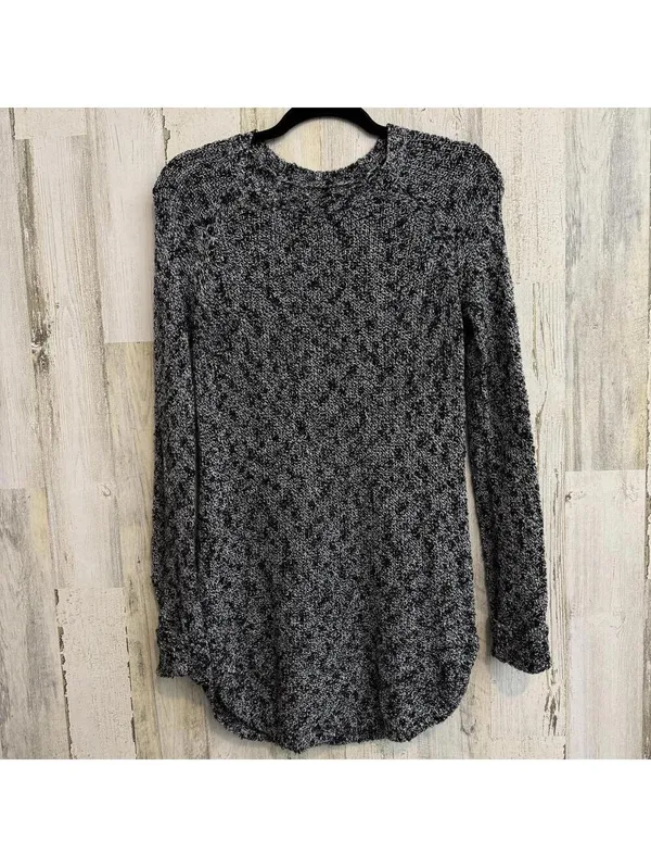 So Womens Small Black Marled Knit Sweater Long Sleeve Crew Neck Tunic Pullover - Image 2